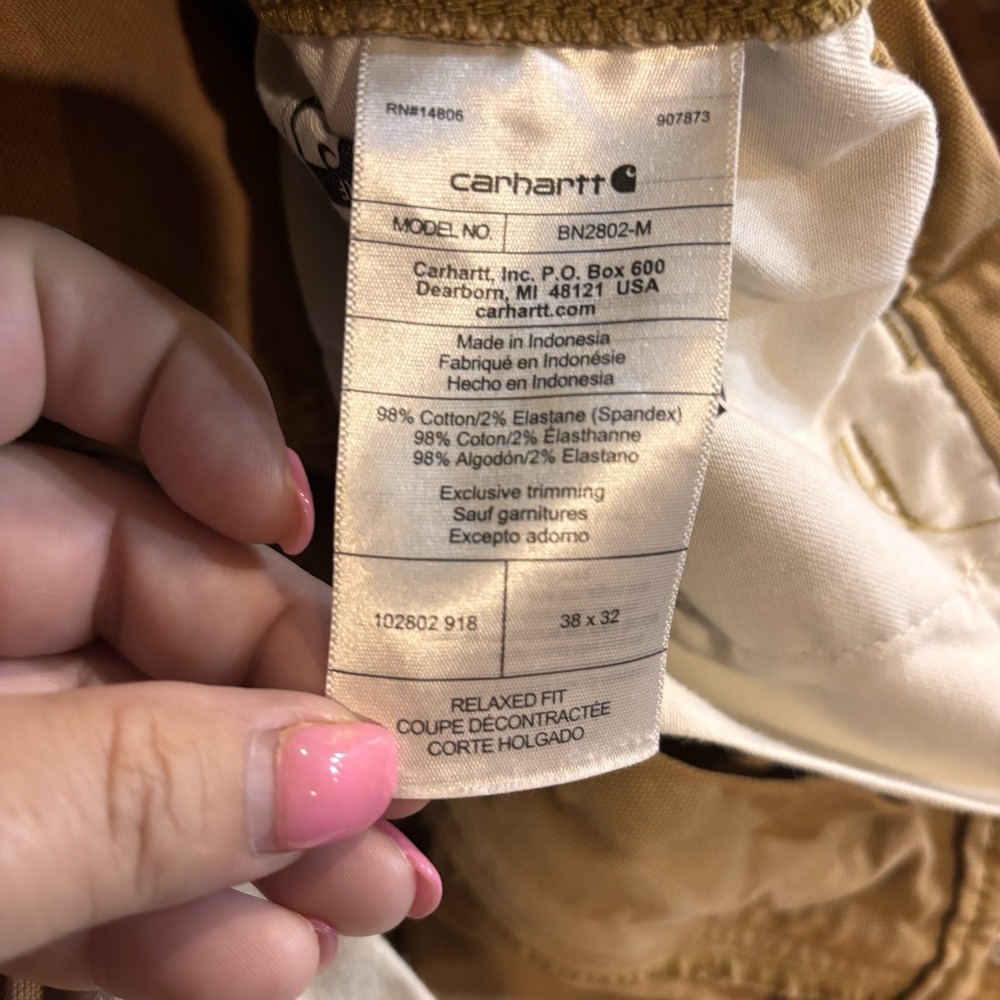 Carhartt Relaxed Fit Cargo Work Pants 38x32 Brown Canvas Utility BN2802-M - Picture 6 of 6